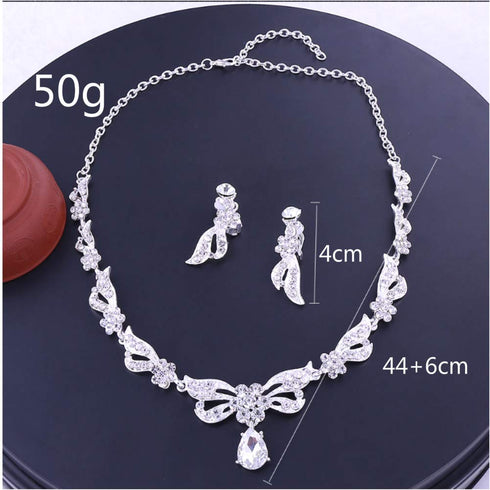 Sither Bridal Rhinestone Crown Necklace Earrings Set for Wedding Jewelry, Tiara Headband Accessories for Pageant