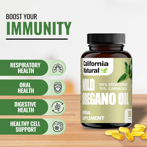 Wild Oregano Oil Vegetarian Soft Capsules - California Natural, Immune System & Digestive Support, 90 Count