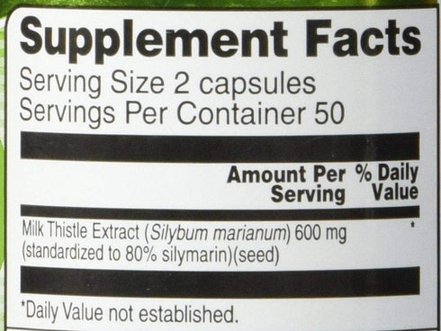 Vitacost Milk Thistle Extract - Standardized -- 600 mg per serving - 100 Capsules