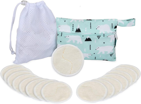 Teamoy 16 Pcs Reusable Makeup Remover Pads with Laundry Bag, Organic Super Soft Wash Cloth Pads, Bear