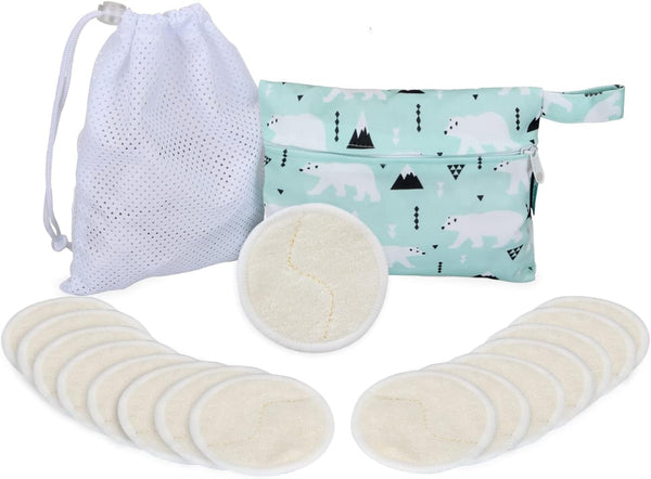 Teamoy 16 Pcs Reusable Makeup Remover Pads with Laundry Bag, Organic Super Soft Wash Cloth Pads, Bear