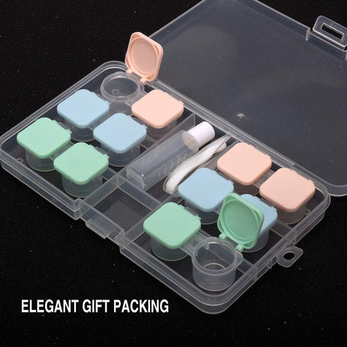 6 Pack Portable Flip Top Contact Lens Case Holder with Remover Tool Tweezers and Solution Bottle