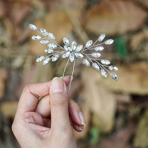 Unicra Bride Wedding Crystal Hair Pins, Bridal Hair Accessories for Women and Girls, Silver