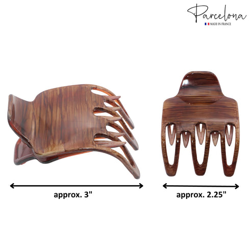 Parcelona French Paw Wide Side Slide Yoga Jaw Hair Clips, Strong Hold No Slip Grip, Brown Streaks