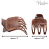 Parcelona French Paw Wide Side Slide Yoga Jaw Hair Clips, Strong Hold No Slip Grip, Brown Streaks