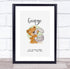 The Card Zoo New Baby Birth Details Christening Nursery Bear Initial G Keepsake Gift Print
