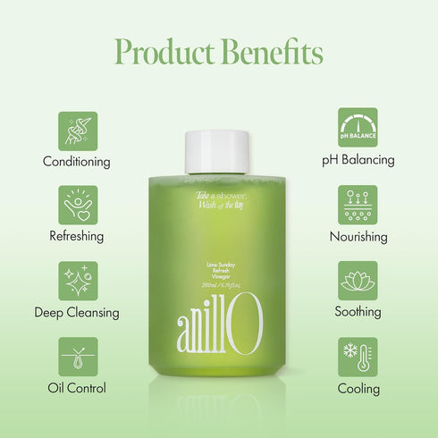 Lime Sunday Refresh Hair Vinegar | Deep Cleansing Oily Scalp | Vitamin C, Vinegar, Green Mint | Silicone, Sulfate &
