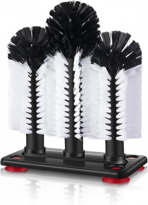 Havawish 1 Pack Water Bottle Cleaning Brush with Suction Base, 3 Head Bristle