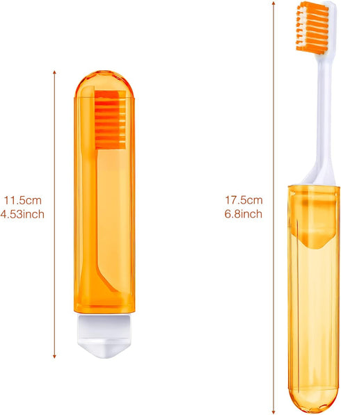 Patelai 8 Pieces Travel Toothbrush Set - Soft Bristle Mini Foldable Tooth Brush with Case for Camping (Bright Color)