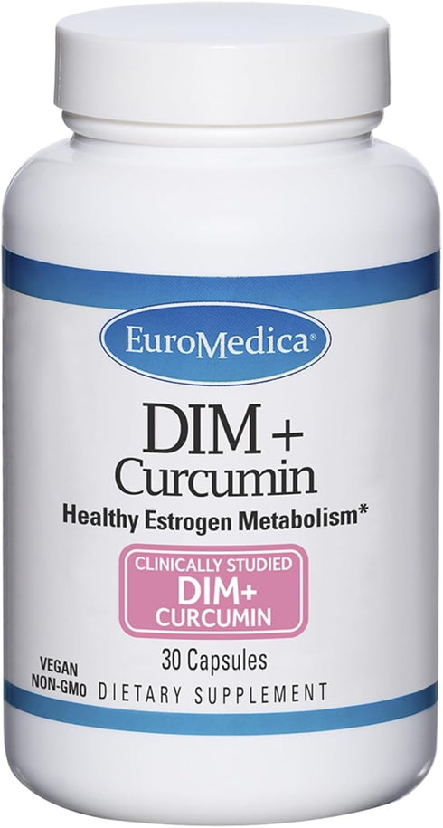 Euromedica DIM + Curcumin Supplement, 30 Capsules for Healthy Estrogen Metabolism, Non-GMO, Vegan
