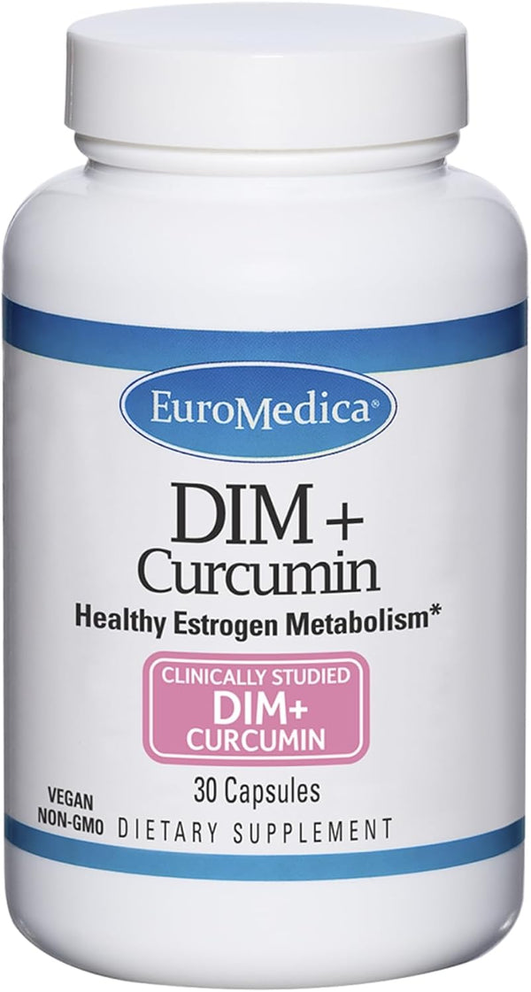 Euromedica DIM + Curcumin Supplement, 30 Capsules for Healthy Estrogen Metabolism, Non-GMO, Vegan
