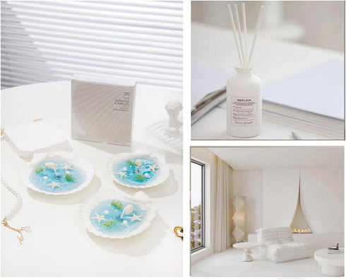 T-shin Candle,130G Ocean Shell Scented Handmade Starfish Whelk Soy Wax Gel Wax Aroma Decorative Candle for Table Photo