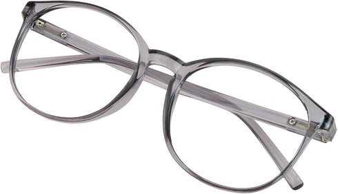 VisionGlobal Blue Light Blocking Glasses for Women/Men, Anti Eyestrain, Stylish Oval Frame, Anti Glare, Clear Gray,