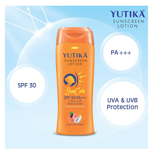 Yutika Sunscreen Lotion SPF 30 PA+++ for Women and Men, UVA & UVB Protection for Face and Body 100/3.53 Fl Oz