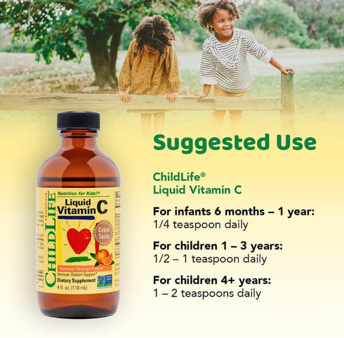 CHILDLIFE ESSENTIALS Liquid Vitamin C, Immune Support, All-Natural, 4 Fl Oz Bottle, Pack of 2