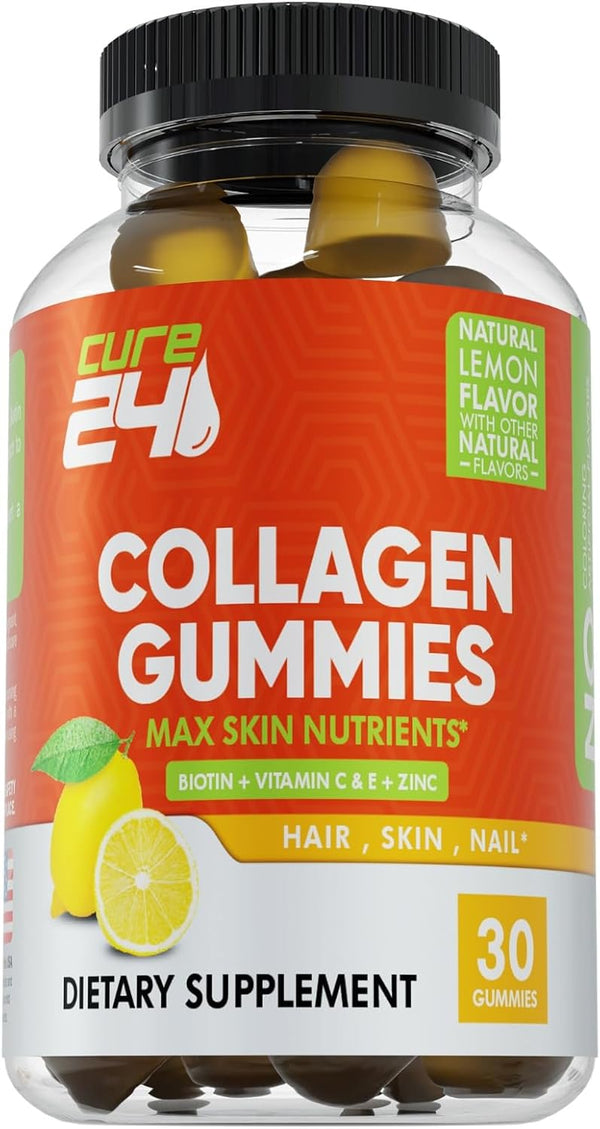 Collagen Gummies with Zinc, Vitamin C, Biotin, Collagen Peptides Supplement for Hair, Nail, Skin, Bone & Joint Health