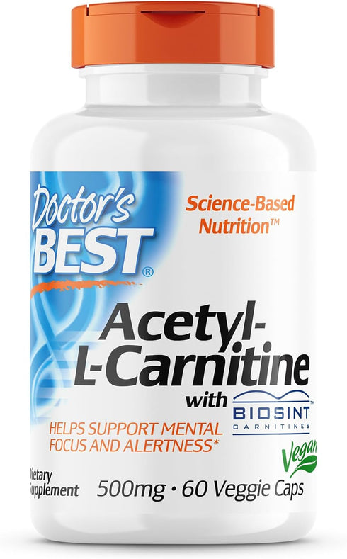 Doctor's Best Acetyl L-Carnitine, Non-GMO, Vegan, Gluten Free, Boosts Energy Production