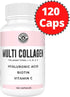 Collagen Capsules with Biotin, Hyaluronic Acid, Vitamin C - 120 Count Hydrolyzed Multi Collagen Peptide Supplement