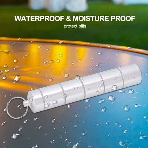 Drug Holder, Aluminum Alloy Waterproof Pill Key Chain Container with Key Ring for Outdoor Activities, Daily Use,