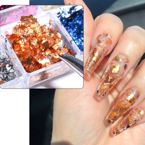 Holographic Nail Art Glitters, 6 Grids Nail Foil Flakes, Sparkly Aluminum Foil Flake Sequins for Nail Design