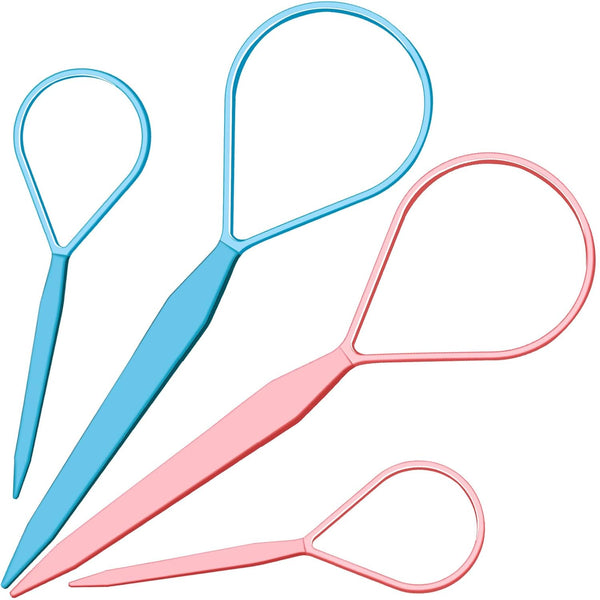 Teenitor 4pcs Pony Hair Tail Tools - Hair Loop Styling Tool for Women and Girls, Light Blue/Pink