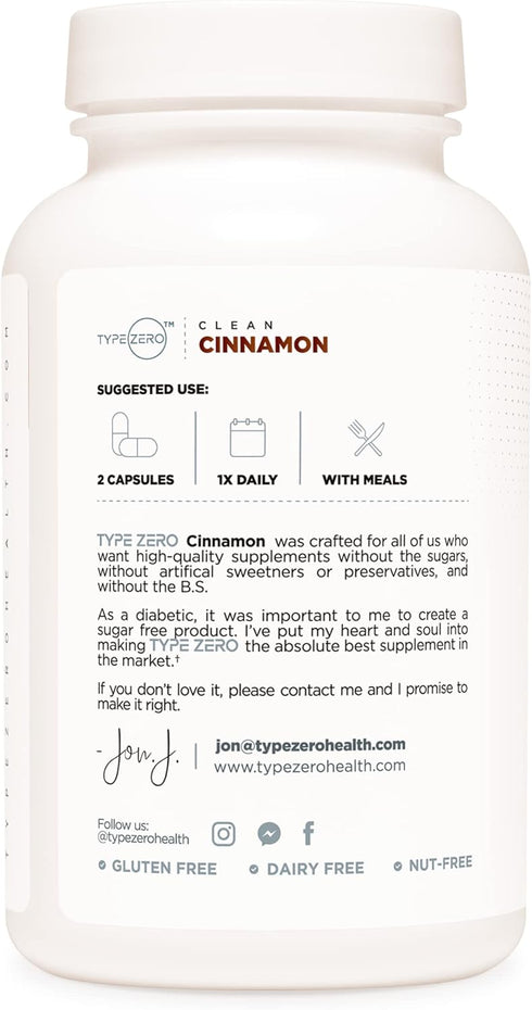 Type Zero Ceylon Cinnamon Capsules (1200mg | 120 Capsules) - Organic, Non-GMO, Gluten Free