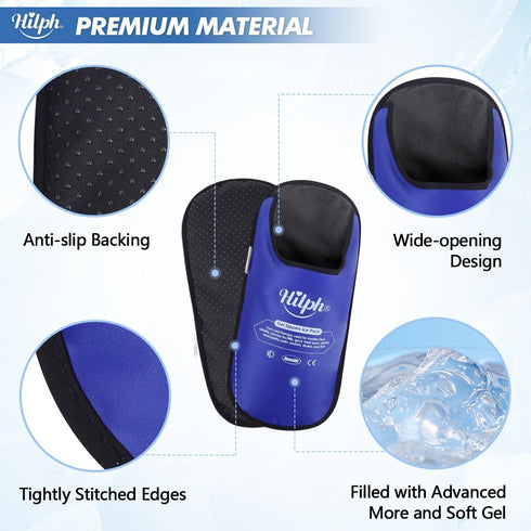 Foot Ice Pack Slippers Hilph for Plantar Fasciitis 2 Packs, Reusable Hot Cold Gel Ice Slipper for Foot and Broken Toes