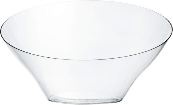 PLASTICPRO Disposable Angled Plastic Bowls - Large Round Serving Bowl, Clear Pack of 4 - Elegant for Party, Snack, or