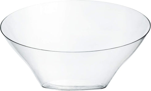 PLASTICPRO Disposable Angled Plastic Bowls, Medium Round Serving Bowl, Clear Pack of 4 for Parties