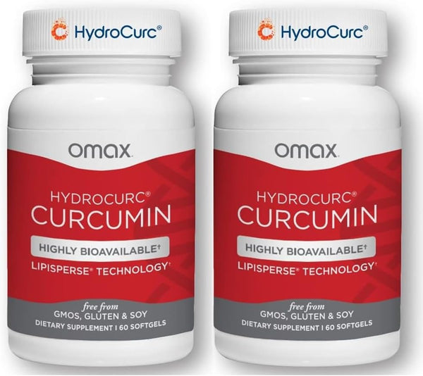 Omax3 2 Pack - HydroCurc Turmeric Curcumin Softgels, Highly Bioavailable MCT Oil Nanoparticle for Potency & Absorption