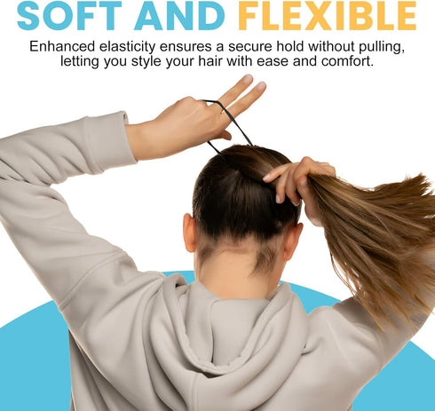 HOYOLS 100 Pcs Seamless Hair Ties, Soft Cloth Fabric Black Bands, Large Ponytail Holder for Women and Girls