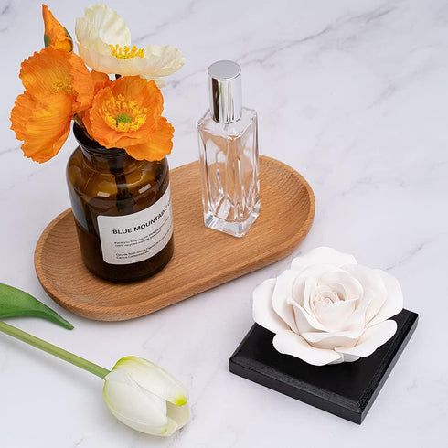 MOLIMAO Rose Flower Styling Essential Oil Diffuser Stone, Non-Electric, Handmade Products, Decorative Tabletops, Car