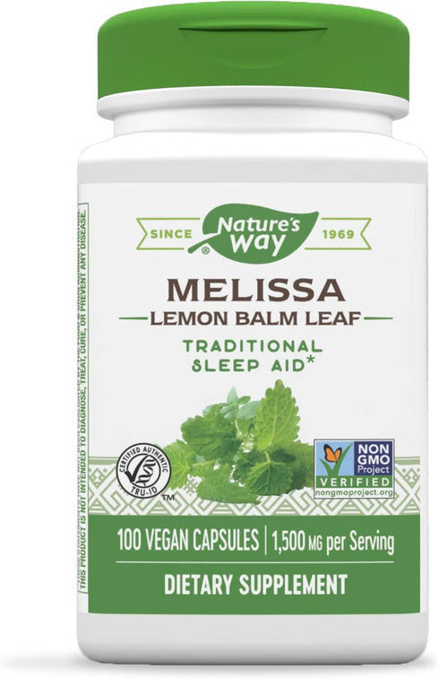 Nature's Way Premium Herbal Melissa Lemon Balm Leaf | 100 Capsules | Traditional Sleep Aid, 1,500 mg per serving