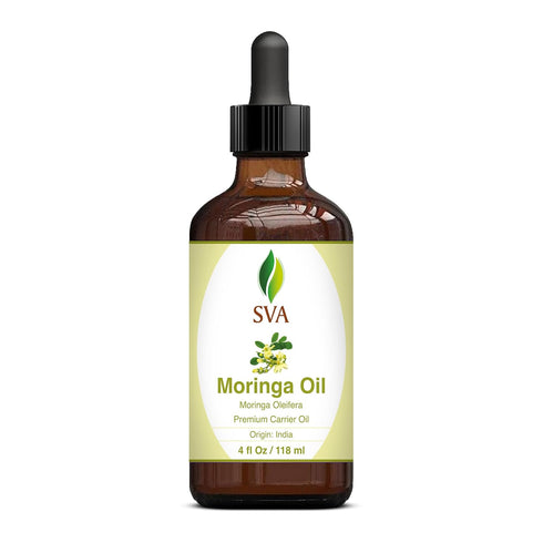 SVA Moringa Seed Oil - 4 Fl Oz – 100% Natural Cold Pressed Oil for Face, Skin Care, Hair Care, Scalp & Body Massage