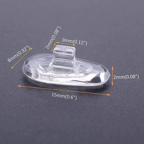 Push-in Glasses Nose Pads, 5 Pairs BEHLINE Soft Silicone Replacement Nose Piece, Clear Slide on Nose Guards (15mm,