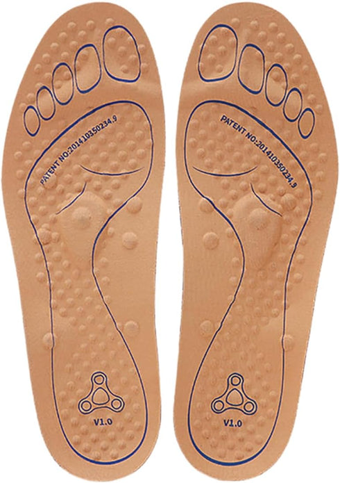 Massaging Insoles for Women Men, Foot Therapy Reflexology Shoe Insoles for Middle-Aged and Elderly (Brown, 10 M US Men)
