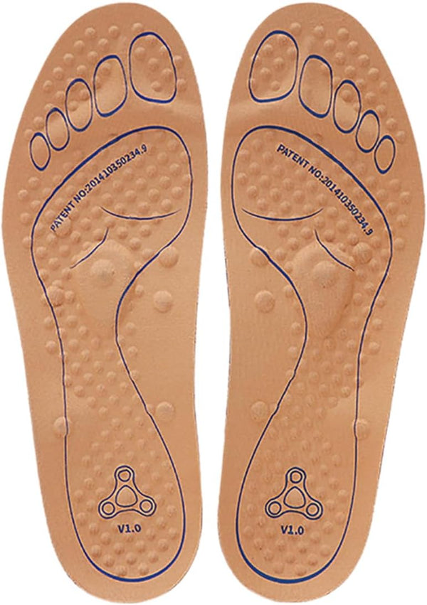 Massaging Insoles for Women Men, Foot Therapy Reflexology Shoe Insoles for Middle-Aged and Elderly (Brown, 10 M US Men)