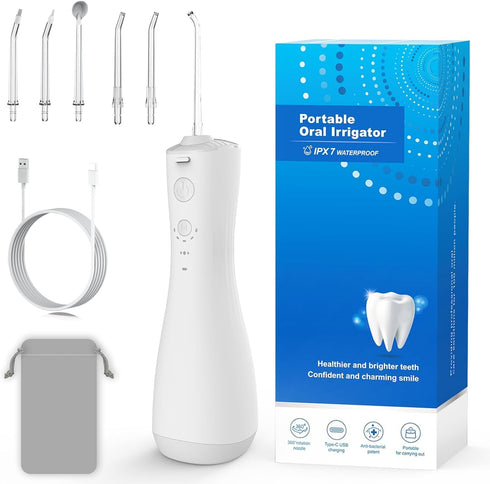 Water Flossers for Teeth, Cordless Cleaner, 400ml Large Capacity, Portable, 360° Rotation, 5 Cleaning DIY Modes, 6
