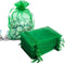 100pcs 4x6 inch Gifts Wrap Bags - Green Organza Sheer Fabric Bulk, Drawstring Reusable Pouch for Baby Shower Favor