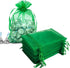 100pcs 4x6 inch Gifts Wrap Bags - Green Organza Sheer Fabric Bulk, Drawstring Reusable Pouch for Baby Shower Favor