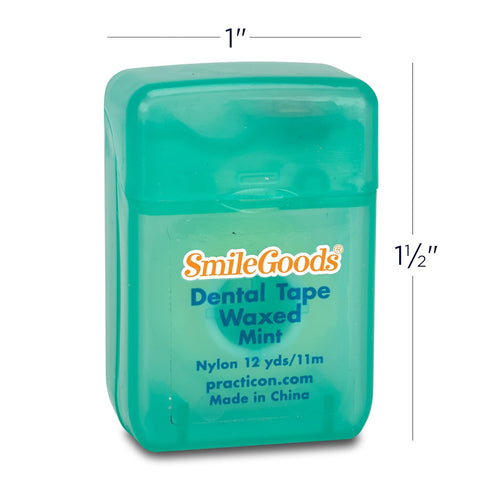 SmileGoods Mint Waxed Dental Tape, 12 Yard, Shred Resistant Nylon Floss, Mini Sample Size for Travel, Kids, Adults,