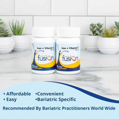 Bariatric Fusion Iron Supplement 45mg with Vitamin C, 1 Per Day, 60 Count, Non-GMO, Gluten, Dairy and Soy Free