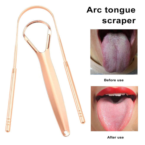 Stainless Steel Tongue Scraper, Semicircle Cleaner for Adults, Reduces Bad Breath, Oral Care Tool