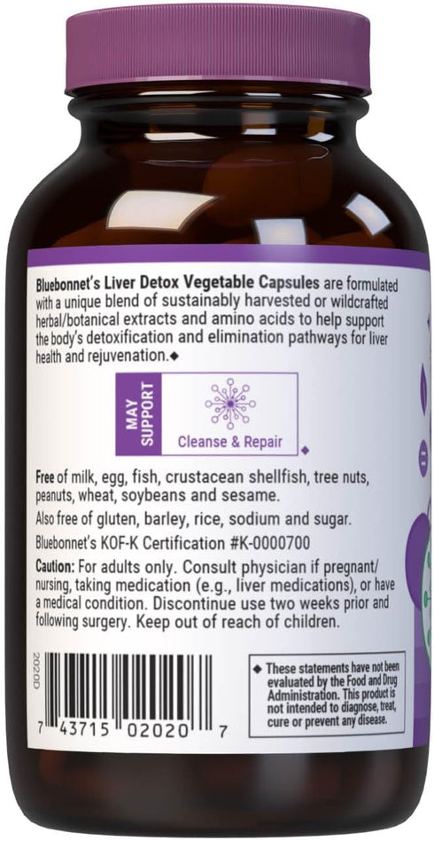 Bluebonnet Nutrition Liver Detox, Liver Health, Antioxidant Protection, Non-GMO, 30 Vegetable Capsules