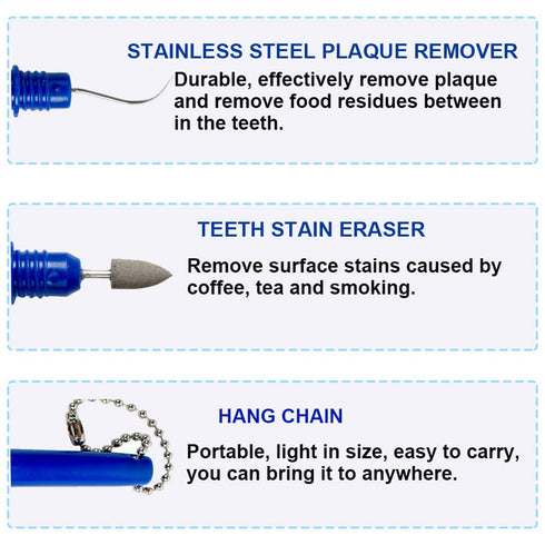 Portable Dental Picks, Mini Travel Plaque and Tartar Remover, Teeth Stain Remover with Chain, Interdental Pick, Tooth
