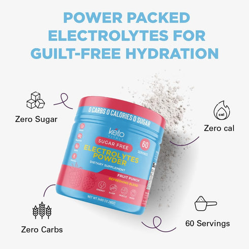 Keto Vitals Keto Electrolytes Powder | Sugar-Free, Zero Calories, Zero Carbs Electrolytes Supplement Energy Drink Mix