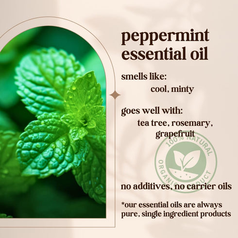 Peppermint Essential Oil - 100% Pure & Natural, Organic, Undiluted for Aromatherapy, Skin, Hair, Diffuser (0.33oz - 10ml)