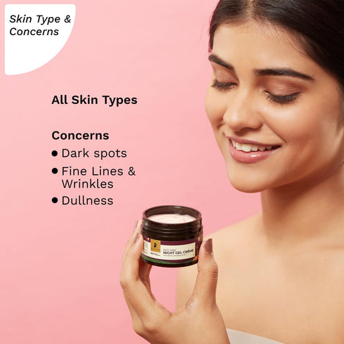Pilgrim Red Vine Night Gel Crème, Infused with Vitamin C, Retinol & Mulberry, Anti Aging Face Cream