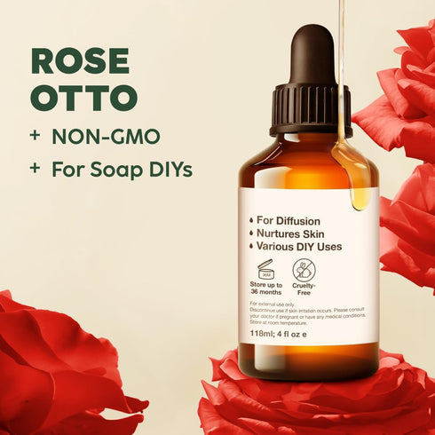 Set Set 2X 4 Oz Tuberose Essential Oil for Diffuse & Rose Otto Essential Oil for Diffuser - Aromatherapy Grade