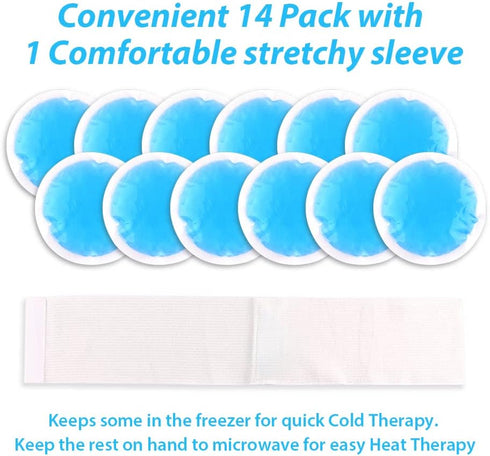 NEWGO Small Ice Packs for Injuries, 14 Pack Round Ice Packs for Face, Hot and Cold Gel Circular Cold Compress